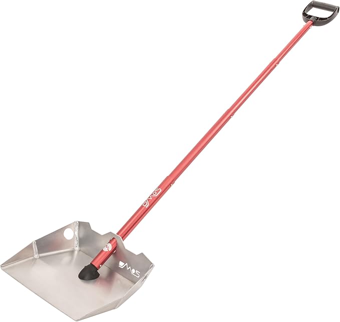 DMOS Alpha Shovel - Lightweight, Heavy-Duty Aluminum Snow Shovel with Extendable & Collapsible Handle for Sidewalks & Driveways - Red