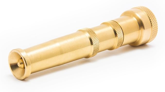 2-Pack 3-in-1 Multi-Purpose 5-inch Brass Twist Garden Hose Nozzle with Adjustable Spray Patterns and Shut-Off Valve