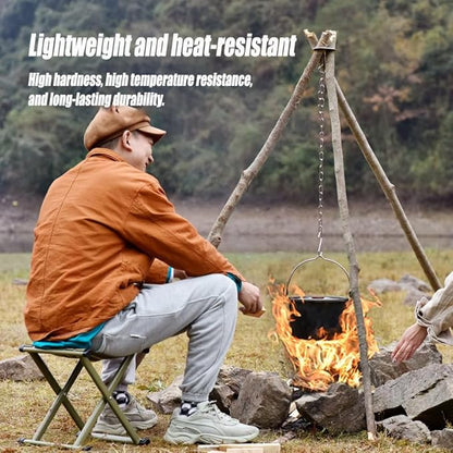 Camping Tripod Board, Turn Branches Into Stainless Steel Campfire Support Plate With Adjustable Chain For Hanging Cookware Perfect Portable Camping Gear Accessories For Outdoor Cooking(1pcs)