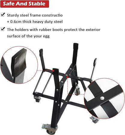 Dracarys Rolling Cart for Big Green Egg Accessories Rolling Nest with Heavy Duty Locking Caster Wheels Powder Coated Steel Rolling Outdoor Cart for Large Big Green Egg Kamado Joe Grill Stand
