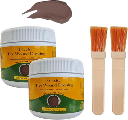 Tree Wound Pruning Sealer,Tree Wound Dressing with Brush, Bonsai Cut Paste, Trees Grafting Supplies, Pruning Sealer for Bonsai, Fruit Trees, Roses (2 PCS,500 g)
