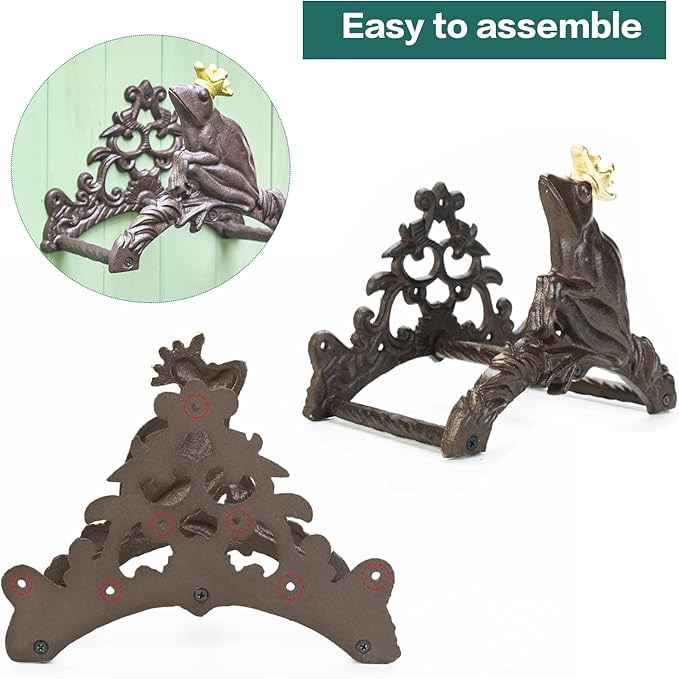 Sungmor Heavy Duty Cast Iron Garden Hose Holder | Water Hose Hanger Wall Mounted | Decorative Indoor Outdoor Hose Rack Reel | 50FT 75FT 100FT Water Hose Bulter Storage | Lovely Frog Metal Hose Stand