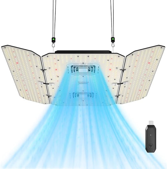VIVOSUN AeroLight Wing AW400SE & GrowHub Controller E25, LED Grow Light 400W with Integrated Circulation Fan, Full Spectrum, Compatible with App & E42A, 4x4/5x5 Coverage