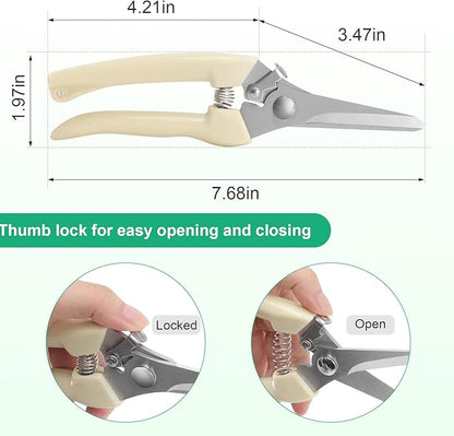 6PCS Ultra Sharp garden shears, Japanese pruning scissors gardening tools, pruners for flower, bushes, rose and fruit tree, use for florist, yard and orchard the plant clippers (White, 6)