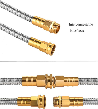Expandable Metal Garden Hose 75 FT - 304 Stainless Steel Water Hose 75 FT - Heavy Duty non Kinking Flexible Garden Hose, no Bite
