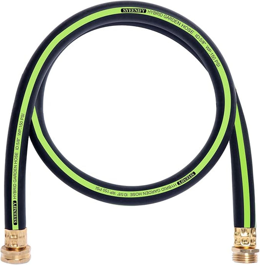 SYEENIFY Short Garden Hose 5/8 in. x 4 ft Lead-in Water Hose Male/Female Heavy Duty Hybrid Water Hose No Kink and Flexible Rubber Hose for Dehumidifier,Vehicle Water Filter and Camp Water Tank