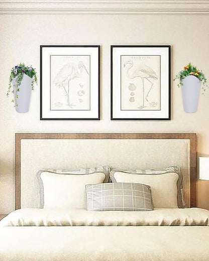 vensovo 12 Inches Galvanized Wall Planters - 2 Packs Metal Tin Vases for Flowers Indoors, Farmhouse Hanging Planter Tall Flower Holder for Country Decor Outdoors, White