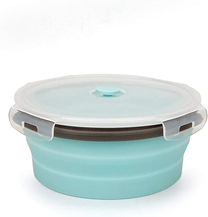 CARTINTS 1200ml Large Collapsible Meal Prep Containers, Reusable Silicone Food Storage Containers, Stackable Fridge Storage Containers, With Leakproof Lids, Microwave and Freezer Safe, Blue