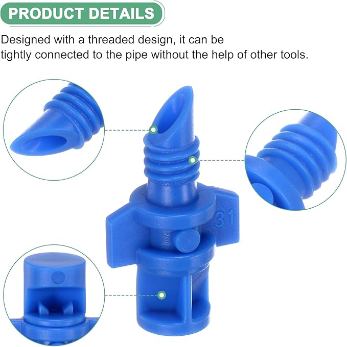 50-Pack Misting Nozzles, 90 Degree Irrigation Emitter Sprinklers for Garden/Plant/Lawn Water Irrigation System Barbed Refraction Atomizing Dripper [Blue]