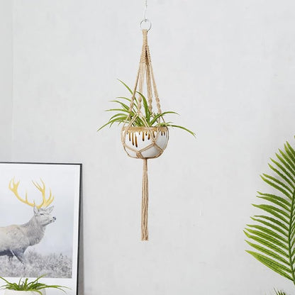 2PCS Macrame Plant Hanger Indoor Outdoor, Decorative Boho Plant Holders for 5 to 10 Inch Plant Pots Woven Hemp Rope Hanging Basket for Indoor Outdoor Balcony Ceiling