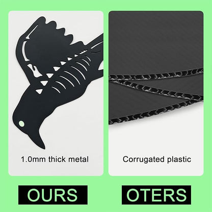 Halloween Black Crow Garden Stake Decor 4 Pack Scary Raven Silhouette Metal Yard Signs with Glow-in-The-Dark Eyes for Outdoor Halloween Decorations (Crow Black)