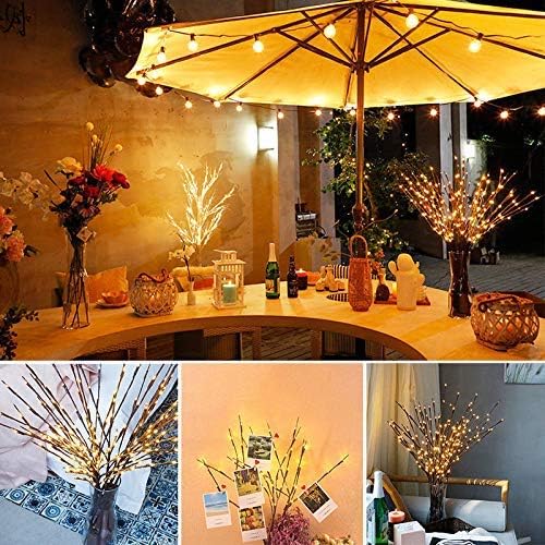 LED Branch Lights, Battery Powered, Warm White, Brown, Plastic, 20 LED, 5 Bendable Poles, 25 Inches, Modern Office Decoration