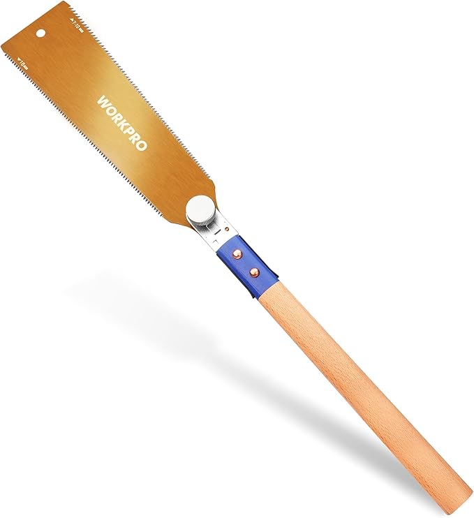 WORKPRO 10 Inch Japanese Pull Saw, Double-Edged Hand Saw for Wood Cutting with 7-9&18 TPI, SK5 Flexible Blade Flush Cut Saw with Non-Slip Beech Handle, Perfect Woodworking Tool Gift