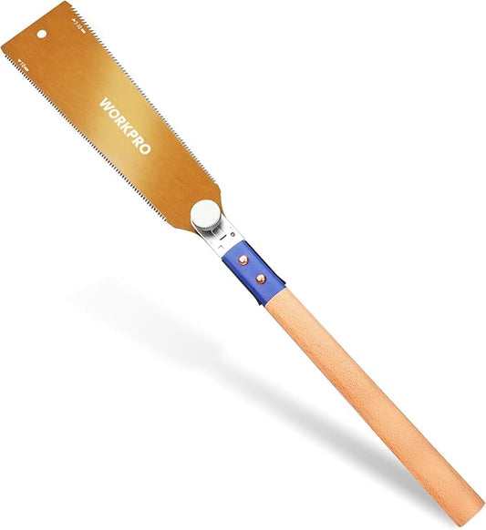 WORKPRO 10 Inch Japanese Pull Saw, Double-Edged Hand Saw for Wood Cutting with 7-9&18 TPI, SK5 Flexible Blade Flush Cut Saw with Non-Slip Beech Handle, Perfect Woodworking Tool Gift