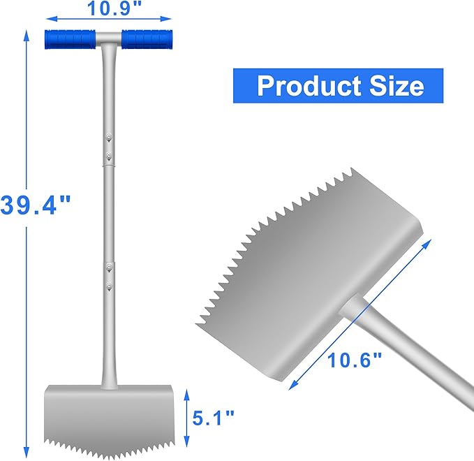 Edger Lawn Tool with T-Grip & Saw-Tooth, Manual Lawn Edger Tool Edging Shovel, Lawn Edger for Grass, Garden, Yard, Landscaping, Sidewalk or Cable Burying, Steel Long Handled, 39in (A)