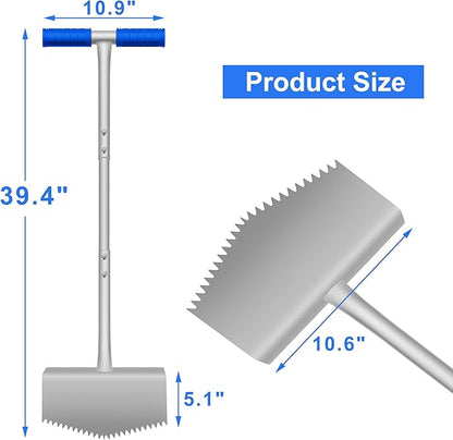 Edger Lawn Tool with T-Grip & Saw-Tooth, Manual Lawn Edger Tool Edging Shovel, Lawn Edger for Grass, Garden, Yard, Landscaping, Sidewalk or Cable Burying, Steel Long Handled, 39in (A)