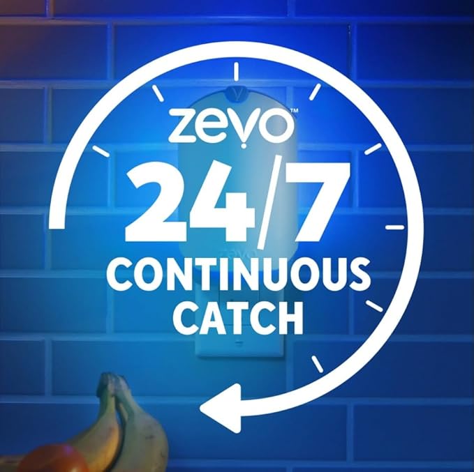 Zevo Flying Insect Trap & Cartridge - Plug in Fly Trap & Indoor Bug Catcher for Gnats, House & Fruit Flies - Mess-Free - Use in Any Room - Uses Blue & UV Light (2 Plug in Devices & 6 Cartridges)