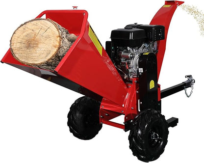 5" Gas Powered Wood Chipper 420cc 15HP Gasoline Engine Leaf Branch Shredder Mulcher Heavy Duty Woodchipper Multi-Function with Towbar