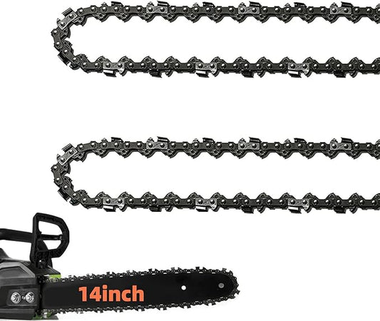 2 Pack 14 Inch Chainsaw Chain 52 Drive Links, .050" Gauge, 3/8" LP pitch, 14-Inch Replacement Chainsaw Chains Fits Craftsman, Echo, Poulan, Ryobi, Worx and More
