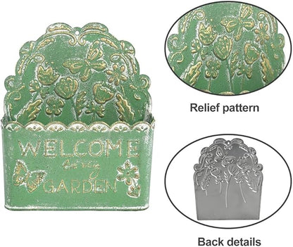 Decorative Hanging Wall Basket Wall Planter for Indoor Planters Shabby Chic Decor Green Wall Planter Holder Metal Hanging Planter Wall Mounted Planter for Farmhouse Garden Wall Decor