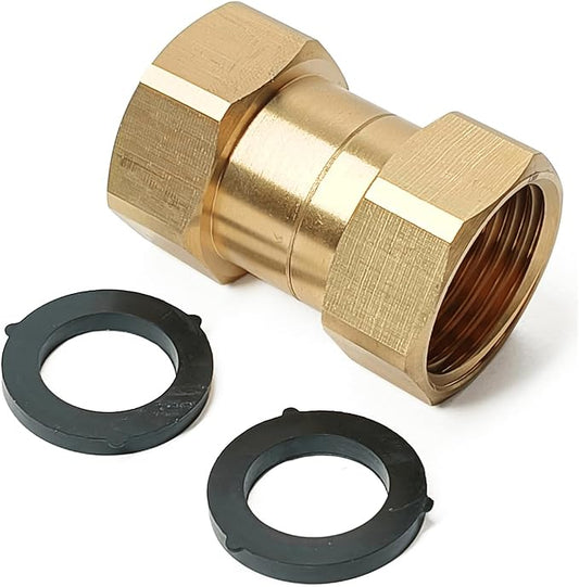 3/4 GHT Garden Hose Nozzle Swivel Connector,Female to Female Adapter Fitting Anti Twisting for Splitter,Sprinklers,Pet Washers,Water Barrels,RV,Hose Reel (Brass)