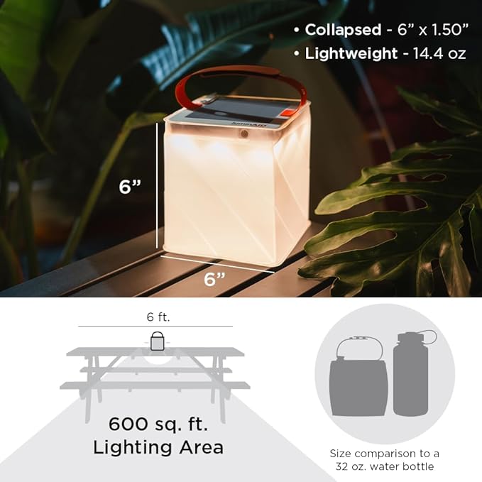LuminAID Survivor Solar Lantern with Dual Phone Charger - Inflatable LED Lamp for Camping, Hiking and Travel - Emergency Light for Power Outages, Hurricane, Survival Kits
