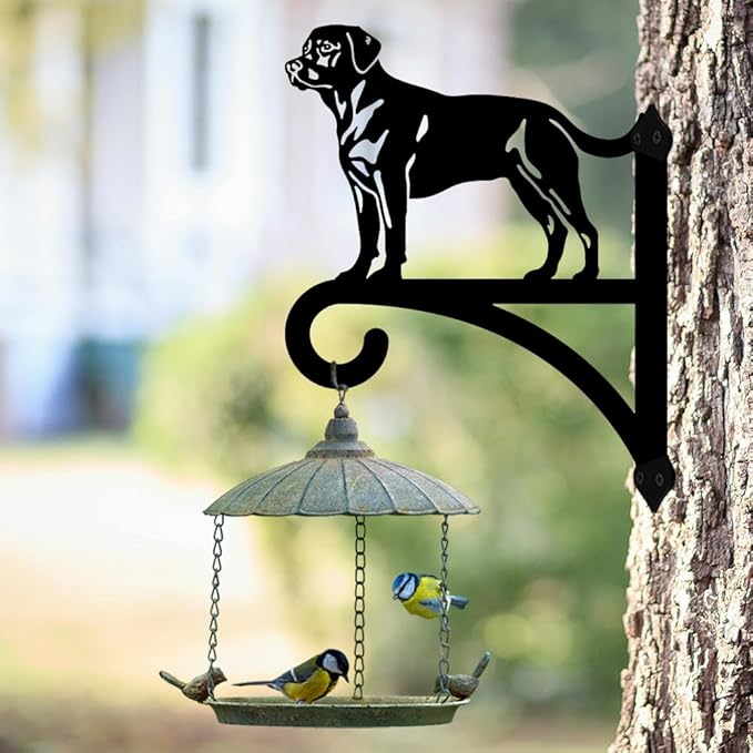 peacoblue Iron Plant Hangers Hooks for Outdoor Indoor Hanging Plants Flower Fern Pots Lantern Bird Feeder Wind Chimes, 12"x16" Weather Resistant Metal Wall Holder for Porch Garden Farmhouse(Labrador)