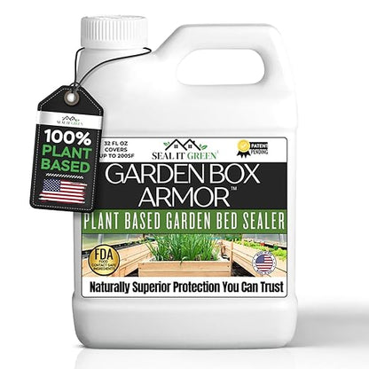 Garden Box Sealer | FDA Food Contact Safe Plant-Based Wood Sealant for Raised Bed, Planter & Pet House. Protects All Wood Types from Water & Weather Damage |