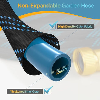 Garden Hose 100ft Flexible Water Hose with 10 Function Sprayer Leak-proof Lightweight Non-Expanding Water Pipe with Solid Fittings for Yard，RV (100FT)