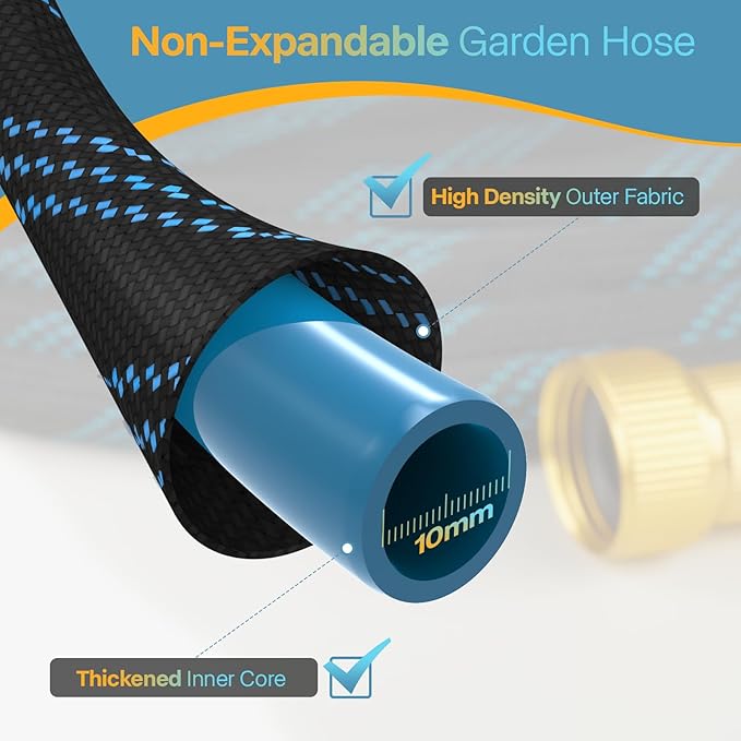 Garden Hose Flexible Water Hose with 10 Function Sprayer Leak-proof Lightweight Non-Expanding Water Pipe with Solid Fittings for Yard，RV (50FT)
