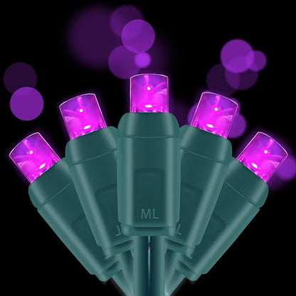 UL Listed 50 Count 5mm Led Lights,Outdoor Mini Led String Lights for Garden Patio Halloween Christmas Trees Lighting Decorations,17 Feet Green Wire,Purple Color