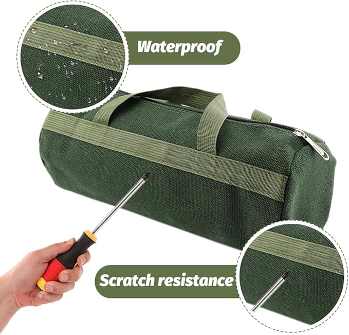 Tool Bag, Portable Multi-Purpose Canvas Tools Organizer, Heavy Duty Storage Handbag Tote Bag with Sturdy Bottom, Wide Mouth Tool Bags for Electricians, Carpenter(COLOR:Round, 45 x 20cm)