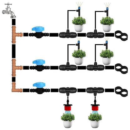 5 Pack 1/2 Inch Drip Irrigation Shut Off Valve Fittings - 1/2'' Drip Line Barbed Shut-off Valves Connectors for 1/2 Inch Drip Irrigation Tubing (.570-.620" ID) Drip System Water Flow Control
