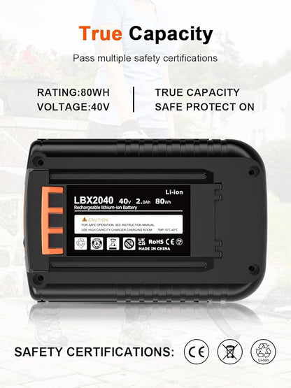 IEFUU 40 Volt MAX 2.0Ah Battery Compatible with Black and Decker 40V Lithium Battery Max LBX2040 LBXR2036 LBXR36 LBX1540 LST540 LST136W, Compatible with Black & Decker 40V Power+ Tool Batteries