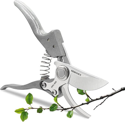 BOOSDEN Bypass Pruning Shears，8’’ Professional Garden Shears, Plant Garden Scissors with Sharp SK5 Steel Blades, Handheld Clippers for Cutting Flower, Trimming Plants, Bonsai, Fruits Picking