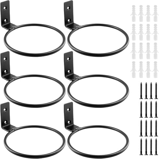 6 Pack 8 inch Flower Pot Holder Ring, Flower Pot Holder Ring Wall Mounted Set Wall Mounted Metal Planter Hanger Matte Black Hanging Plant Holder