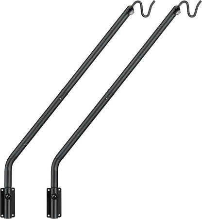 Kingsyard 2 Pack Heavy Duty Wall Mounted Deck Hook, 27"-39" Adjustable Metal Plant Wall Hanger for Hanging Bird Feeders, Planters, Lanterns, Wind Chimes, Wall Mounted