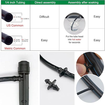 50 Pcs Drip Irrigation Emitters, Adjustable Flow 0-18 GPH Irrigation Drippers with Stake, 360 Degree Flow Sprinkler Head, Micro Sprinkler for Garden Patio Lawn Flower Bed