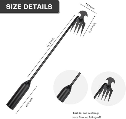 Garden weeding tool 4-tooth manganese steel forged manual weeder Portable root weeding tool Suitable for vegetable gardening backyard farm planting 19.7-inch gardening weeding tool (2-pack)