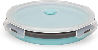 CARTINTS 1200ml Large Collapsible Meal Prep Containers, Reusable Silicone Food Storage Containers, Stackable Fridge Storage Containers, With Leakproof Lids, Microwave and Freezer Safe, Blue