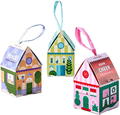 Modern Sprout Homegrown Ornament Grow Kit, Organic Basil, Mint, and Lavender Seeds, Gift Topper for Planting Indoor & Outdoor, Christmas Tree Ornaments, Unique Gardening Gifts & Holiday Decor - 3 Pcs