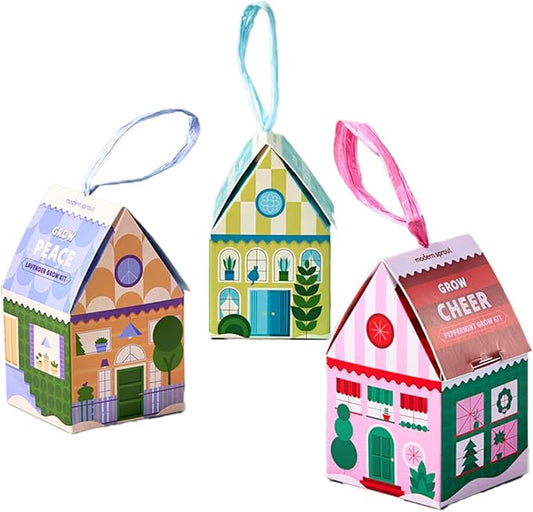 Modern Sprout Homegrown Ornament Grow Kit, Organic Basil, Mint, and Lavender Seeds, Gift Topper for Planting Indoor & Outdoor, Christmas Tree Ornaments, Unique Gardening Gifts & Holiday Decor - 3 Pcs