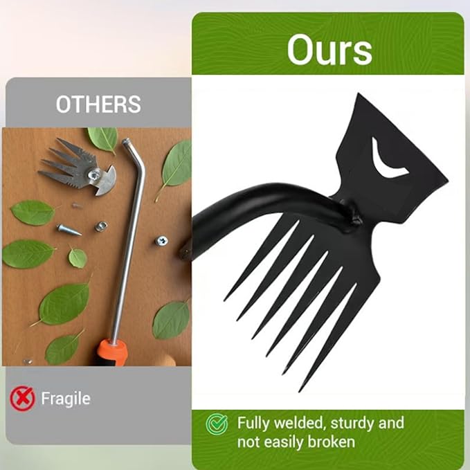 Weed Puller Tool-3-Piece Weed Pulling Tools, Manganese Steel 6-Teeth Multi-Purpose Gardening Manual Weeding Tools for Yard and Garden（HT3077B）
