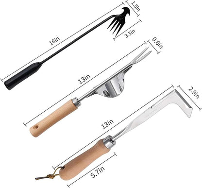 3 Pack Weed Puller Tool, Manual Hand Weeder Paver, Crack Weeder, Stainless Steel Crevice Weeding Digger Tool, Paving Brick Moss Removal, L-Shape Gardening Crack Sickle for, Lawn Edger and Driveway