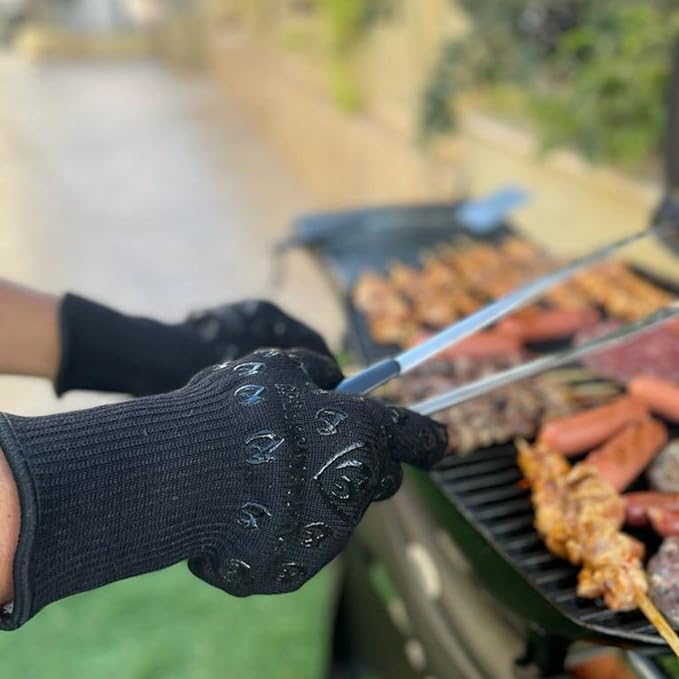 Grill Armor Oven Gloves 932°F Extreme Heat & Cut Resistant Oven Mitts with Fingers for BBQ, Cooking, Grilling, Baking – Accessory for Smoker, Cast Iron, Fire Pit, Camping, Fireplace and More