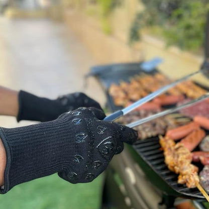 Grill Armor Oven Gloves 932°F Extreme Heat & Cut Resistant Oven Mitts with Fingers for BBQ, Cooking, Grilling, Baking – Accessory for Smoker, Cast Iron, Fire Pit, Camping, Fireplace and More