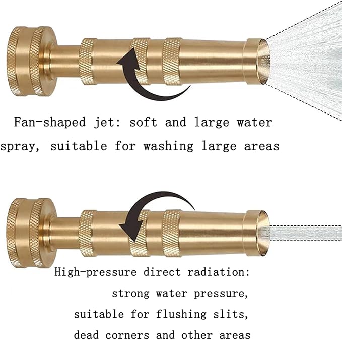Heavy-duty brass hose nozzle 3-piece set,adjustable nozzle spray, with valve control, suitable for gardens, lawns, car cleaning and terraces | additional 4 anti-gaskets