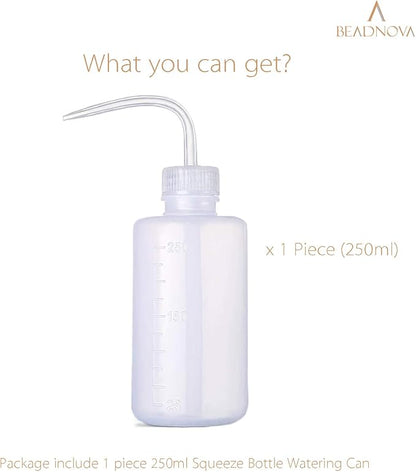 BEADNOVA Squeeze Bottle Plant Watering Bottle 250ml 8oz Small Wash Bottle Squeeze Plastic Small Watering Can for Indoor Plants Succulent Watering Can (1pc)