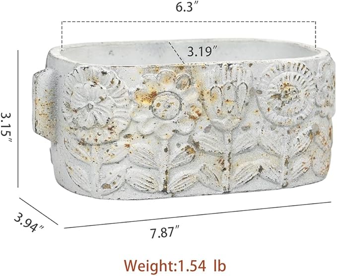 8 inch Pots Planters Indoor Plants Succulent Pots Rectangle Window Box Cactus Plant Containers for Home Decor(No Drainage)