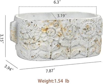 8 inch Pots Planters Indoor Plants Succulent Pots Rectangle Window Box Cactus Plant Containers for Home Decor(No Drainage)